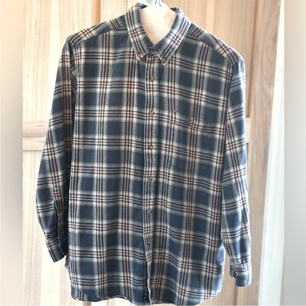 David Taylor Y2K Plaid Long Sleeve Flannel Shirt. Men’s Sz-L Blue | GUC